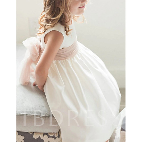 A-Line Floor Length Wedding Flower Girl Dresses - Satin Sleeveless Jewel Neck with Bow(s) / Solid
A-Line Floor Length Wedding Flower Girl Dresses - Satin Sleeveless Jewel Neck with Bow(s) / Solid