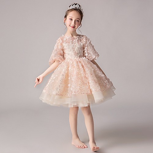 Ball Gown Short / Mini Party / Pageant Flower Girl Dresses - Polyester Half Sleeve Jewel Neck with Appliques
Ball Gown Short / Mini Party / Pageant Flower Girl Dresses - Polyester Half Sleeve Jewel Neck with Appliques