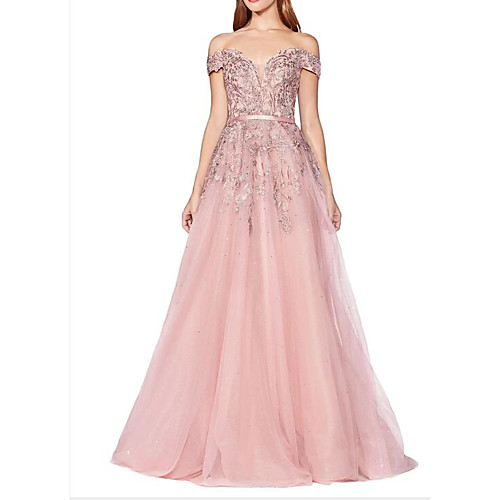 A-Line Off Shoulder Floor Length Tulle Luxurious / Pink Engagement / Prom Dress with Sash / Ribbon / Sequin 2020
A-Line Off Shoulder Floor Length Tulle Luxurious / Pink Engagement / Prom Dress with Sash / Ribbon / Sequin 2020