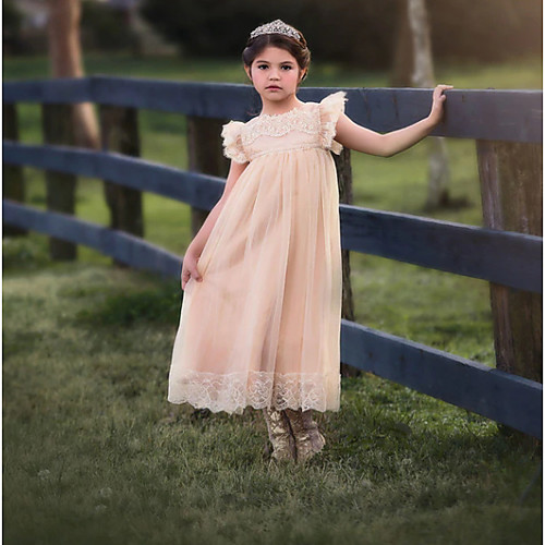 A-Line Ankle Length Wedding / Party Flower Girl Dresses - Lace / Satin / Taffeta Short Sleeve Jewel Neck with Bow(s) / Solid
A-Line Ankle Length Wedding / Party Flower Girl Dresses - Lace / Satin / Taffeta Short Sleeve Jewel Neck with Bow(s) / Solid