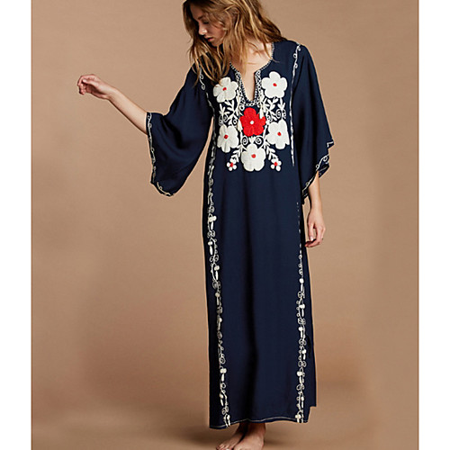 Women's Maxi Loose Dress - 3/4 Length Sleeve Print V Neck Loose Black One-Size
Women's Maxi Loose Dress - 3/4 Length Sleeve Print V Neck Loose Black One-Size