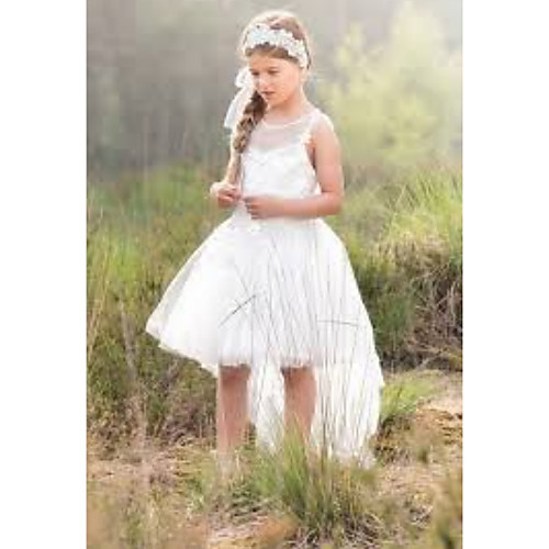 A-Line Asymmetrical Wedding Flower Girl Dresses - Tulle Sleeveless Jewel Neck with Solid
A-Line Asymmetrical Wedding Flower Girl Dresses - Tulle Sleeveless Jewel Neck with Solid