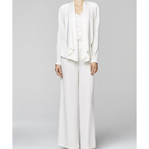 Jumpsuits V Neck Floor Length Chiffon Long Sleeve Elegant Mother of the Bride Dress with Buttons Mother's Day 2020
Jumpsuits V Neck Floor Length Chiffon Long Sleeve Elegant Mother of the Bride Dress with Buttons Mother's Day 2020