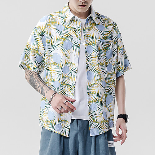 Men's Daily Holiday Boho / Tropical Shirt - Striped / Geometric / Scenery Tropical Leaf, Print Yellow
Men's Daily Holiday Boho / Tropical Shirt - Striped / Geometric / Scenery Tropical Leaf, Print Yellow