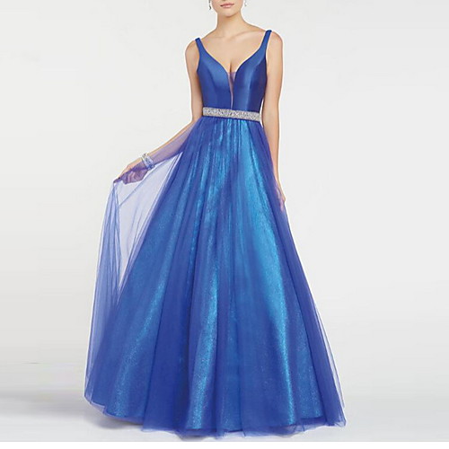 Ball Gown Spaghetti Strap Floor Length Polyester Luxurious / Blue Quinceanera / Prom Dress with Sash / Ribbon 2020
Ball Gown Spaghetti Strap Floor Length Polyester Luxurious / Blue Quinceanera / Prom Dress with Sash / Ribbon 2020