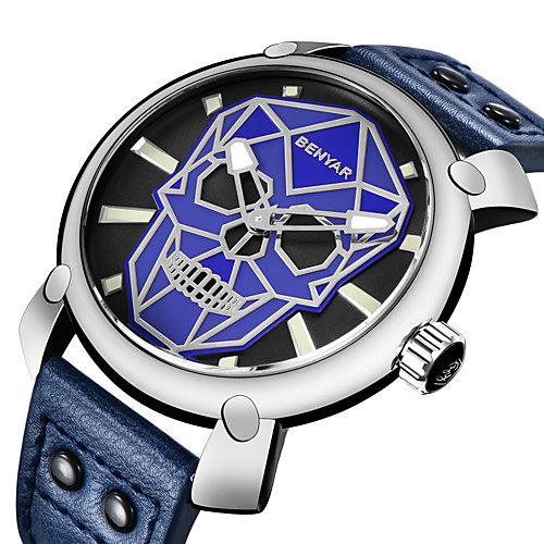BENYAR Men's Dress Watch Quartz Formal Style Sporty Genuine Leather Black / Brown 30 m Water Resistant / Waterproof Hollow Engraving Skull Analog Classic Skull - Golden / Brown Yellow Red
BENYAR Men's Dress Watch Quartz Formal Style Sporty Genuine Leather Black / Brown 30 m Water Resistant / Waterproof Hollow Engraving Skull Analog Classic Skull - Golden / Brown Yellow Red