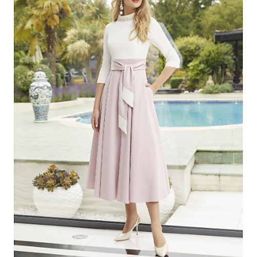 A-Line High Neck Ankle Length Polyester 3/4 Length Sleeve Sweet Mother of the Bride Dress with Sash / Ribbon / Pleats Mother's Day 2020
A-Line High Neck Ankle Length Polyester 3/4 Length Sleeve Sweet Mother of the Bride Dress with Sash / Ribbon / Pleats Mother's Day 2020