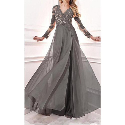 A-Line V Neck Sweep / Brush Train Chiffon / Lace / Satin Long Sleeve Elegant Mother of the Bride Dress with Pattern / Print / Split Front Mother's Day 2020
A-Line V Neck Sweep / Brush Train Chiffon / Lace / Satin Long Sleeve Elegant Mother of the Bride Dress with Pattern / Print / Split Front Mother's Day 2020