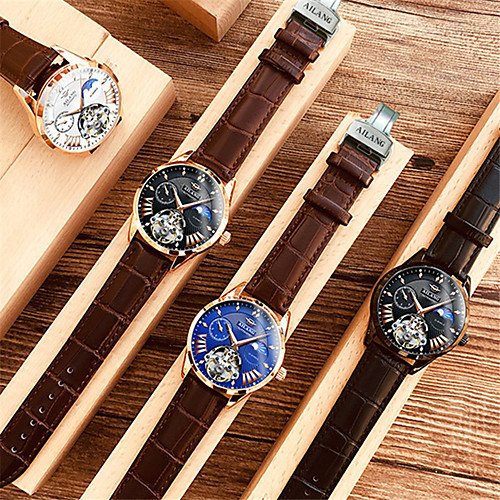Men's Dress Watch Automatic self-winding Tourbillion Genuine Leather 30 m Water Resistant / Waterproof Calendar / date / day Day Date Analog Casual Fashion - Black / Silver Blue White One Year
Men's Dress Watch Automatic self-winding Tourbillion Genuine Leather 30 m Water Resistant / Waterproof Calendar / date / day Day Date Analog Casual Fashion - Black / Silver Blue White One Year