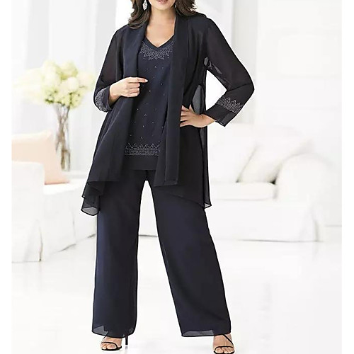 Pantsuit / Jumpsuit V Neck Floor Length Chiffon Long Sleeve Elegant Mother of the Bride Dress with Pattern / Print Mother's Day 2020
Pantsuit / Jumpsuit V Neck Floor Length Chiffon Long Sleeve Elegant Mother of the Bride Dress with Pattern / Print Mother's Day 2020