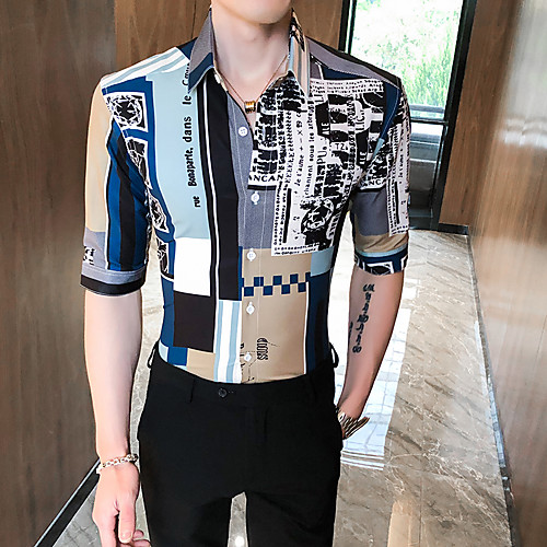 Men's Geometric Graphic Black & Gray Print Shirt Business Vintage Daily Going out Classic Collar Blue / Short Sleeve / Letter
Men's Geometric Graphic Black & Gray Print Shirt Business Vintage Daily Going out Classic Collar Blue / Short Sleeve / Letter