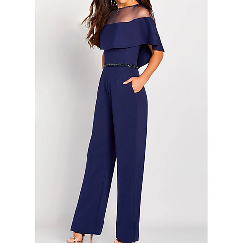 Pantsuit / Jumpsuit Illusion Neck Floor Length Chiffon / Satin Short Sleeve Elegant Mother of the Bride Dress with Sash / Ribbon Mother's Day 2020
Pantsuit / Jumpsuit Illusion Neck Floor Length Chiffon / Satin Short Sleeve Elegant Mother of the Bride Dress with Sash / Ribbon Mother's Day 2020