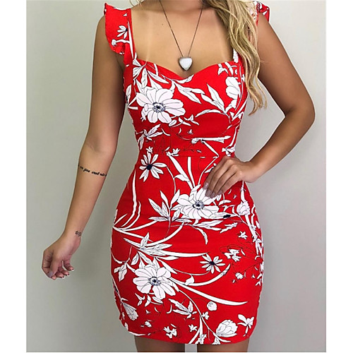 Women's Sheath Dress - Sleeveless Floral U Neck Sexy White Black Red S M L XL XXL XXXL
Women's Sheath Dress - Sleeveless Floral U Neck Sexy White Black Red S M L XL XXL XXXL