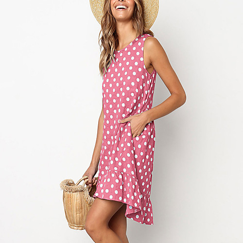 Women's Loose Dress - Sleeveless Polka Dot Ruffle Spring & Summer Casual Daily Black Yellow Blushing Pink S M L XL
Women's Loose Dress - Sleeveless Polka Dot Ruffle Spring & Summer Casual Daily Black Yellow Blushing Pink S M L XL