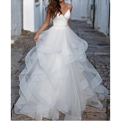 Ball Gown V Neck / Spaghetti Strap Floor Length Organza Sleeveless Country Plus Size Wedding Dresses with Cascading Ruffles 2020
Ball Gown V Neck / Spaghetti Strap Floor Length Organza Sleeveless Country Plus Size Wedding Dresses with Cascading Ruffles 2020