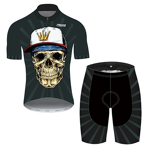 21Grams Men's Short Sleeve Cycling Jersey with Shorts Black / White Skull Bike Clothing Suit UV Resistant Breathable Quick Dry Sweat-wicking Sports Solid Color Mountain Bike MTB Road Bike Cycling
21Grams Men's Short Sleeve Cycling Jersey with Shorts Black / White Skull Bike Clothing Suit UV Resistant Breathable Quick Dry Sweat-wicking Sports Solid Color Mountain Bike MTB Road Bike Cycling