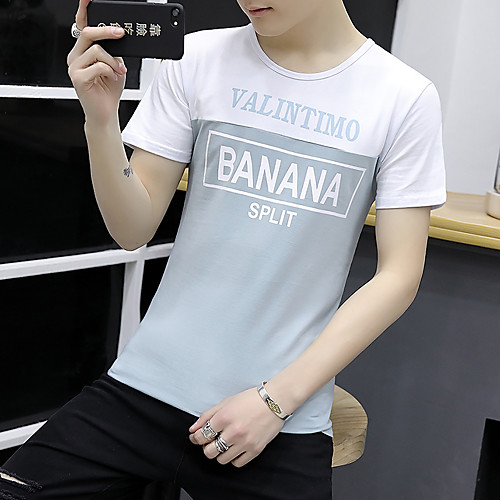Men's Color Block Letter Patchwork Print Slim T-shirt Basic Daily Going out Round Neck Black / Orange / Light Blue / Short Sleeve
Men's Color Block Letter Patchwork Print Slim T-shirt Basic Daily Going out Round Neck Black / Orange / Light Blue / Short Sleeve