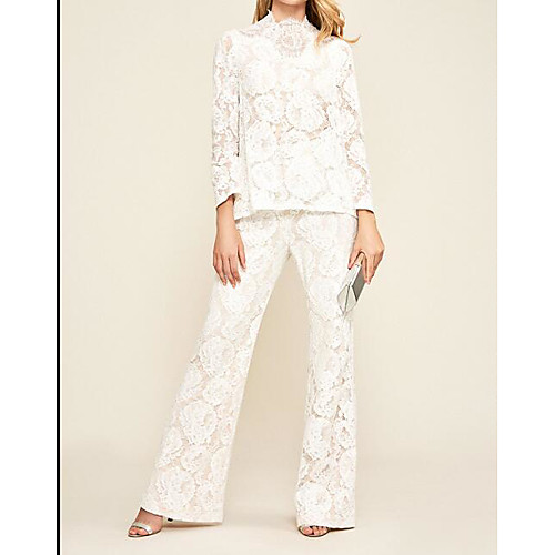 Two Piece / Jumpsuits High Neck Floor Length Lace 3/4 Length Sleeve Country Plus Size Wedding Dresses with Embroidery 2020
Two Piece / Jumpsuits High Neck Floor Length Lace 3/4 Length Sleeve Country Plus Size Wedding Dresses with Embroidery 2020