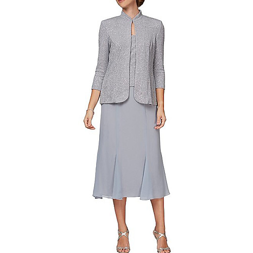 Sheath / Column Square Neck Ankle Length Chiffon 3/4 Length Sleeve Elegant Mother of the Bride Dress with Sequin Mother's Day 2020
Sheath / Column Square Neck Ankle Length Chiffon 3/4 Length Sleeve Elegant Mother of the Bride Dress with Sequin Mother's Day 2020