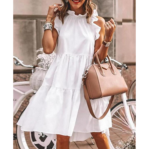 Women's A Line Dress - Sleeveless Solid Color Turtleneck White Black Green Dusty Blue Gray S M L XL XXL
Women's A Line Dress - Sleeveless Solid Color Turtleneck White Black Green Dusty Blue Gray S M L XL XXL