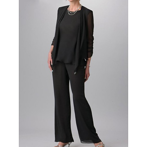 Pantsuit / Jumpsuit Jewel Neck Floor Length Chiffon 3/4 Length Sleeve Elegant Mother of the Bride Dress with Pleats Mother's Day 2020
Pantsuit / Jumpsuit Jewel Neck Floor Length Chiffon 3/4 Length Sleeve Elegant Mother of the Bride Dress with Pleats Mother's Day 2020