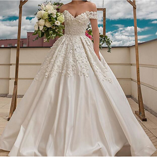 Ball Gown V Neck Floor Length Polyester Short Sleeve Country Plus Size Wedding Dresses with Embroidery / Side-Draped 2020
Ball Gown V Neck Floor Length Polyester Short Sleeve Country Plus Size Wedding Dresses with Embroidery / Side-Draped 2020
