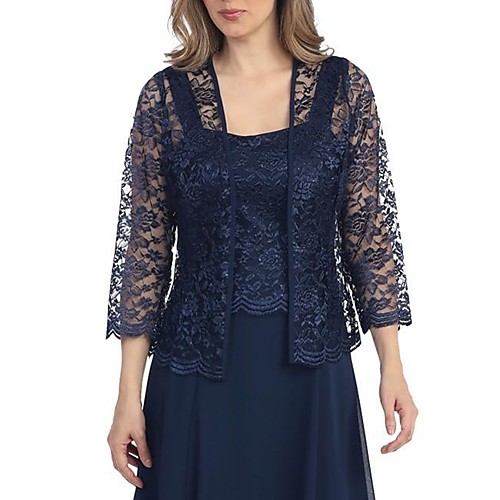 A-Line Square Neck Knee Length Lace 3/4 Length Sleeve Elegant Mother of the Bride Dress with Lace Mother's Day 2020
A-Line Square Neck Knee Length Lace 3/4 Length Sleeve Elegant Mother of the Bride Dress with Lace Mother's Day 2020
