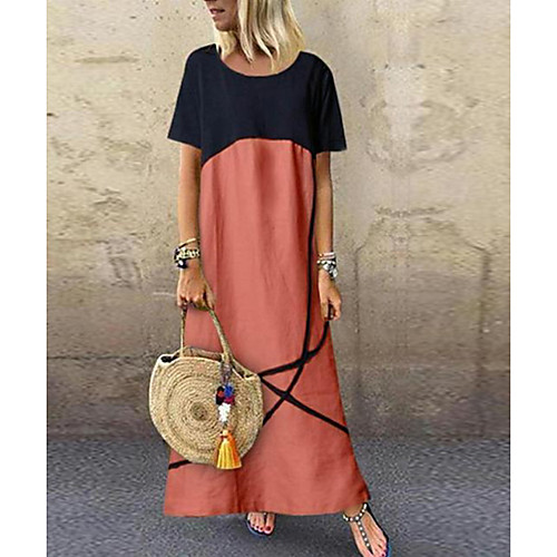 Women's Maxi Loose Dress - Short Sleeves Color Block Loose Red Gray M L XL XXL XXXL XXXXL XXXXXL
Women's Maxi Loose Dress - Short Sleeves Color Block Loose Red Gray M L XL XXL XXXL XXXXL XXXXXL