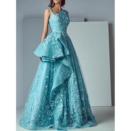 A-Line V Neck Floor Length Polyester Floral / Blue Engagement / Prom Dress with Appliques 2020
A-Line V Neck Floor Length Polyester Floral / Blue Engagement / Prom Dress with Appliques 2020