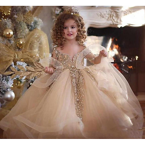 Ball Gown Sweep / Brush Train Wedding Flower Girl Dresses - Tulle Sleeveless V Neck with Pick Up Skirt / Pearls / Solid
Ball Gown Sweep / Brush Train Wedding Flower Girl Dresses - Tulle Sleeveless V Neck with Pick Up Skirt / Pearls / Solid
