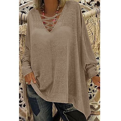 Women's Daily Oversized T-shirt - Solid Colored Criss Cross / Lace up V Neck Yellow
Women's Daily Oversized T-shirt - Solid Colored Criss Cross / Lace up V Neck Yellow