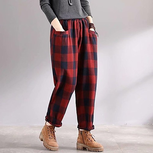 Women's Basic Harem Pants - Plaid / Geometric Pattern Crane / Pineapple / Daisy, Patchwork Light Brown Red Navy Blue S M L
Women's Basic Harem Pants - Plaid / Geometric Pattern Crane / Pineapple / Daisy, Patchwork Light Brown Red Navy Blue S M L