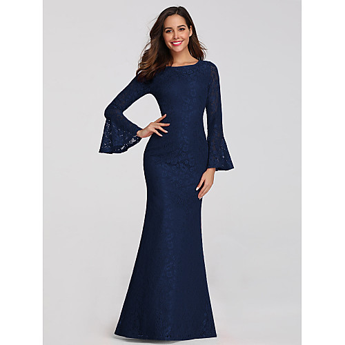 Mermaid / Trumpet Boat Neck Floor Length Lace Elegant / Blue Wedding Guest / Formal Evening Dress with Sleek 2020 / Illusion Sleeve
Mermaid / Trumpet Boat Neck Floor Length Lace Elegant / Blue Wedding Guest / Formal Evening Dress with Sleek 2020 / Illusion Sleeve