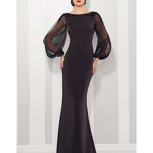Mermaid / Trumpet Jewel Neck Floor Length Satin / Tulle Long Sleeve Elegant Mother of the Bride Dress with Appliques Mother's Day 2020 / Illusion Sleeve
Mermaid / Trumpet Jewel Neck Floor Length Satin / Tulle Long Sleeve Elegant Mother of the Bride Dress with Appliques Mother's Day 2020 / Illusion Sleeve