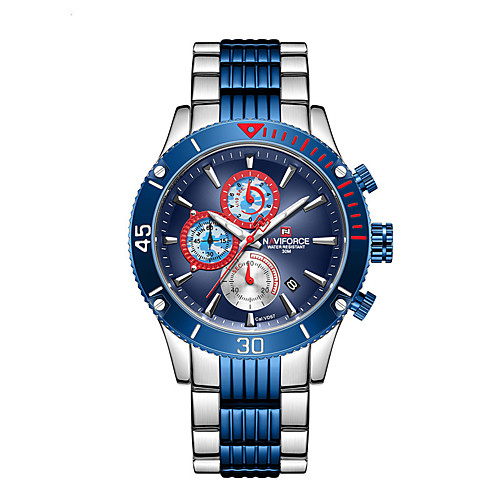 NAVIFORCE Men's Steel Band Watches Japanese Quartz Modern Style Sporty Stainless Steel Blue / Silver / Brown 30 m Water Resistant / Waterproof Chronograph Shock Resistant Analog Outdoor Fashion -
NAVIFORCE Men's Steel Band Watches Japanese Quartz Modern Style Sporty Stainless Steel Blue / Silver / Brown 30 m Water Resistant / Waterproof Chronograph Shock Resistant Analog Outdoor Fashion -