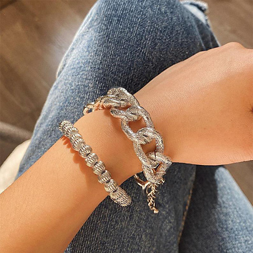2pcs Women's Chain Bracelet Bead Bracelet Vintage Bracelet Layered Vintage Theme Classic Vintage Punk Trendy Fashion Alloy Bracelet Jewelry Silver For Party Evening Gift Date Birthday Festival
2pcs Women's Chain Bracelet Bead Bracelet Vintage Bracelet Layered Vintage Theme Classic Vintage Punk Trendy Fashion Alloy Bracelet Jewelry Silver For Party Evening Gift Date Birthday Festival