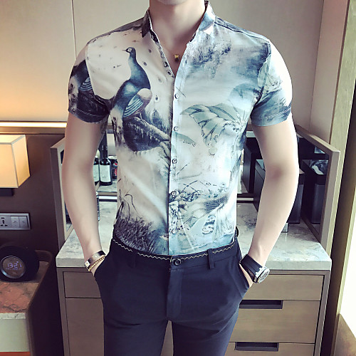 Men's Daily Going out Basic / Elegant Shirt - Floral / Color Block Navy Blue
Men's Daily Going out Basic / Elegant Shirt - Floral / Color Block Navy Blue