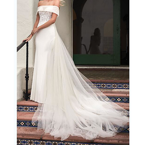 Mermaid / Trumpet Strapless Sweep / Brush Train Tulle Sleeveless Country Plus Size Wedding Dresses with Embroidery 2020
Mermaid / Trumpet Strapless Sweep / Brush Train Tulle Sleeveless Country Plus Size Wedding Dresses with Embroidery 2020