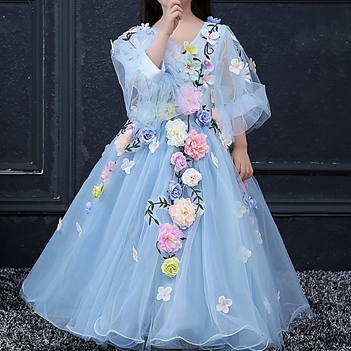 Ball Gown Floor Length Party / Birthday Flower Girl Dresses - Tulle Long Sleeve V Neck with Lace / Appliques
Ball Gown Floor Length Party / Birthday Flower Girl Dresses - Tulle Long Sleeve V Neck with Lace / Appliques