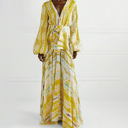 Sheath / Column Boho Yellow Holiday Prom Dress V Neck Long Sleeve Floor Length Chiffon with Pattern / Print 2020
Sheath / Column Boho Yellow Holiday Prom Dress V Neck Long Sleeve Floor Length Chiffon with Pattern / Print 2020