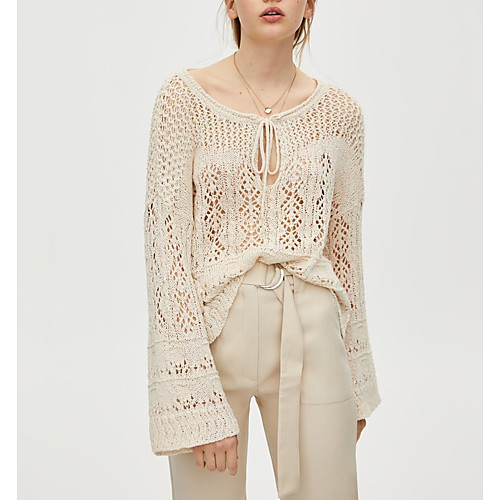 Women's Solid Colored Long Sleeve Pullover Sweater Jumper, V Neck Beige S / M / L
Women's Solid Colored Long Sleeve Pullover Sweater Jumper, V Neck Beige S / M / L