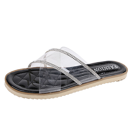 Women's Slippers & Flip-Flops 2020 Flat Heel Open Toe Crystal PU Casual / Minimalism Spring & Fall / Spring & Summer Black / Beige
Women's Slippers & Flip-Flops 2020 Flat Heel Open Toe Crystal PU Casual / Minimalism Spring & Fall / Spring & Summer Black / Beige
