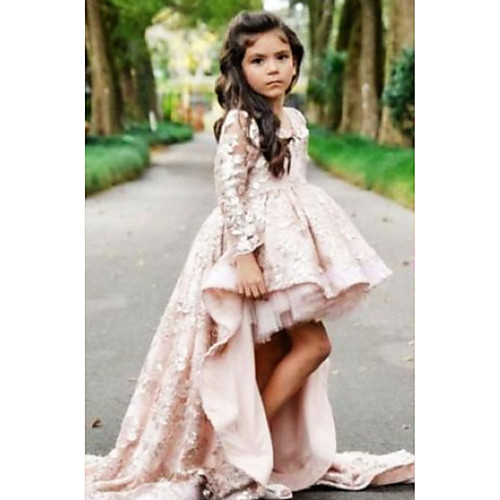 Ball Gown Asymmetrical Wedding Flower Girl Dresses - Polyester Long Sleeve V Neck with Tier / Solid
Ball Gown Asymmetrical Wedding Flower Girl Dresses - Polyester Long Sleeve V Neck with Tier / Solid