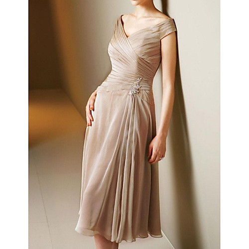 A-Line V Neck Tea Length Chiffon / Satin Short Sleeve Elegant Mother of the Bride Dress with Pleats Mother's Day 2020
A-Line V Neck Tea Length Chiffon / Satin Short Sleeve Elegant Mother of the Bride Dress with Pleats Mother's Day 2020