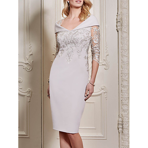 Sheath / Column Queen Anne Knee Length Polyester Half Sleeve Elegant / Plus Size / See Through Mother of the Bride Dress with Sequin Mother's Day 2020
Sheath / Column Queen Anne Knee Length Polyester Half Sleeve Elegant / Plus Size / See Through Mother of the Bride Dress with Sequin Mother's Day 2020