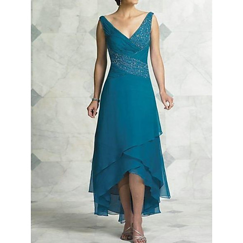 A-Line V Neck Asymmetrical Chiffon / Satin Sleeveless Sexy Mother of the Bride Dress with Beading / Tier Mother's Day 2020
A-Line V Neck Asymmetrical Chiffon / Satin Sleeveless Sexy Mother of the Bride Dress with Beading / Tier Mother's Day 2020