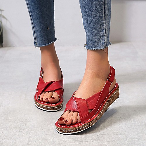 Women's Sandals Wedge Sandals Summer Wedge Heel Open Toe Daily PU Black / Red / Blue
Women's Sandals Wedge Sandals Summer Wedge Heel Open Toe Daily PU Black / Red / Blue