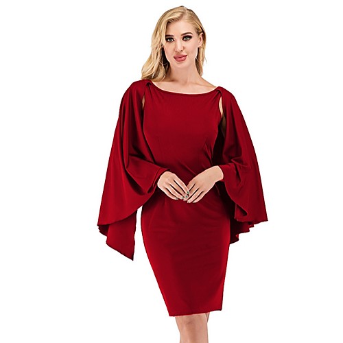 Women's Sheath Dress - Long Sleeve Solid Color Summer Elegant Slim 2020 Wine Black S M L XL XXL
Women's Sheath Dress - Long Sleeve Solid Color Summer Elegant Slim 2020 Wine Black S M L XL XXL