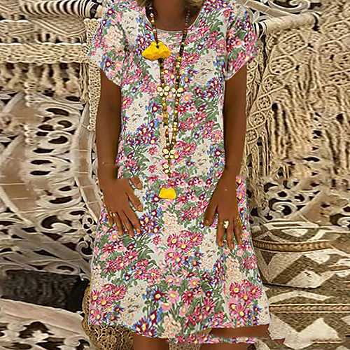 Women's Shift Dress Knee Length Dress - Short Sleeves Floral Summer Street chic 2020 Blue Green M L XL XXL
Women's Shift Dress Knee Length Dress - Short Sleeves Floral Summer Street chic 2020 Blue Green M L XL XXL