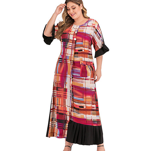 Women's Sheath Dress Maxi long Dress - Short Sleeves Plaid Summer Elegant 2020 Red L XL XXL XXXL
Women's Sheath Dress Maxi long Dress - Short Sleeves Plaid Summer Elegant 2020 Red L XL XXL XXXL